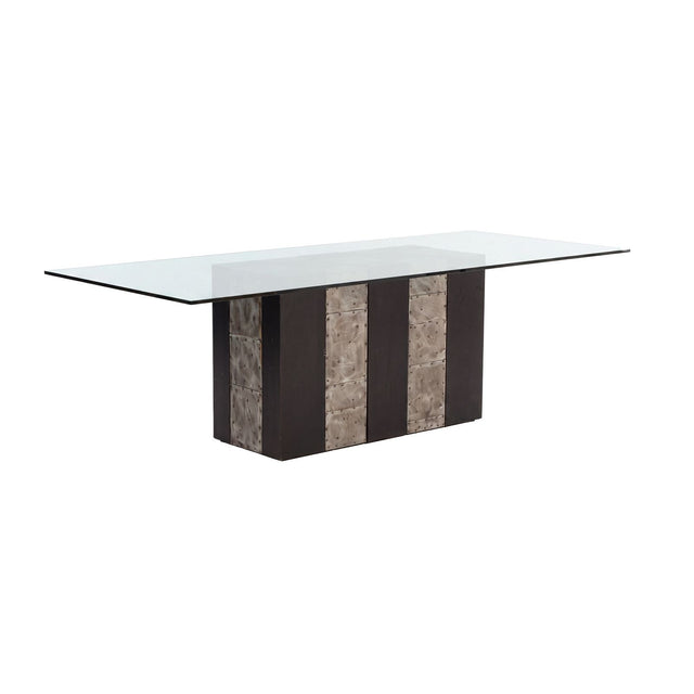 Paul Evans Style Dining Table with Glass Top, 1975 c.