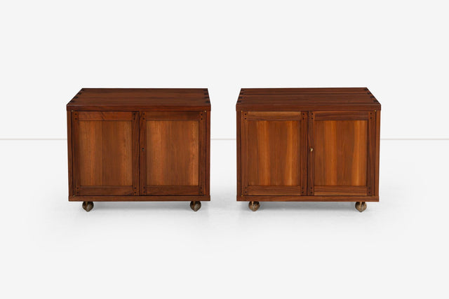 Edward Wormley for Dunbar Janus Group, Pair of End Tables on Casters 1958