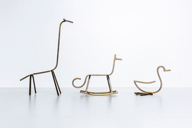 Simon Kops set of Brass Minimalist Animal Sculptures
