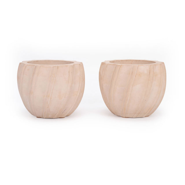 Karl Springer Style Ribbed Planter, c. 1980