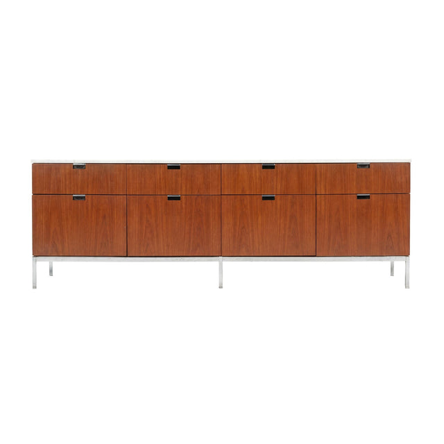 Florence Knoll Eight-Drawer Credenza Teakwood and Marble 1973