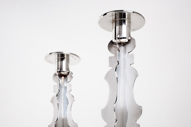 Robert Venturi Post Modern Silver Candleholders for Swid Powell