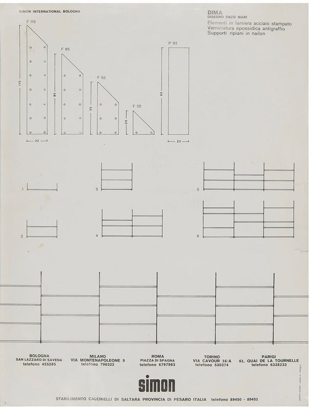 Enzo Mari Dima Modular Wall Shelving System