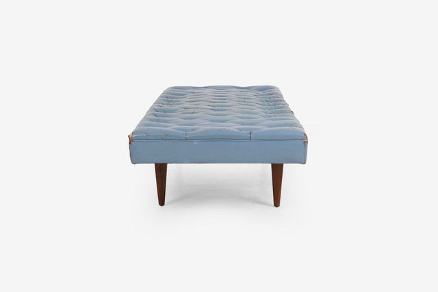 Kipp Stewart for Calvin Furniture Blue Leather Diamond Tufted Daybed c. 1960
