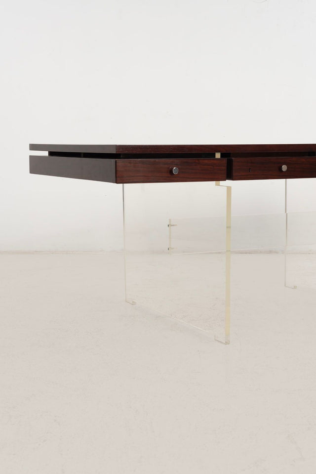 Poul Nørreklit Rosewood and Lucite Executive Desk for Sigurd Hansen, Denmark, 1960s