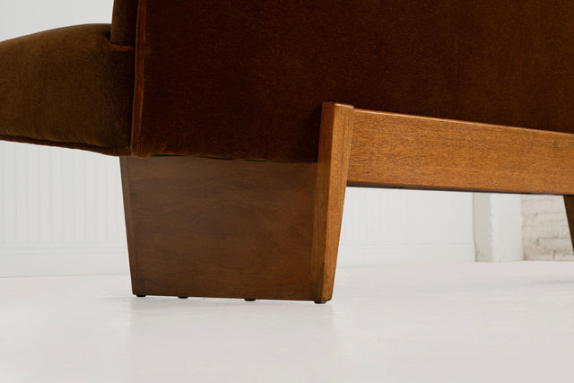 Harvey Probber Rare Slipper Sofa Mahogany Wood and Mohair c. 1955