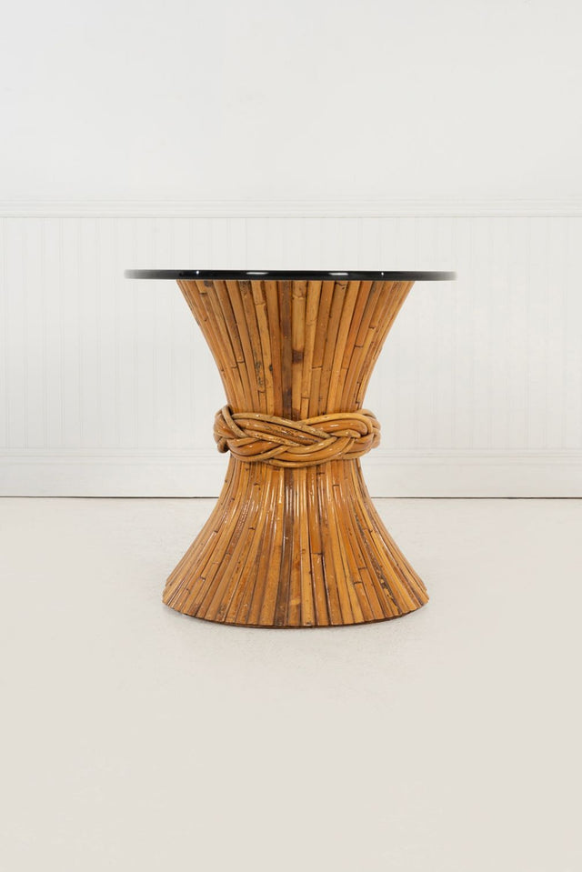 McGuire Sculptural Rattan & Bamboo "Sheaf of Wheat" Oval Console Table