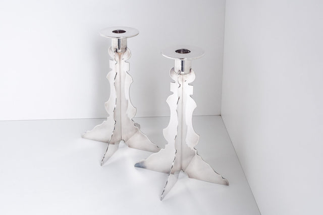 Robert Venturi Post Modern Silver Candleholders for Swid Powell