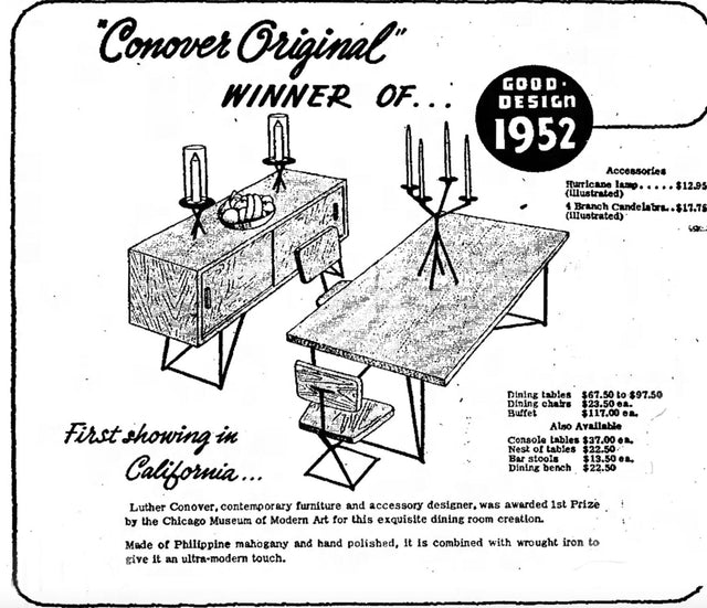 Luther Conover Dining Table or Desk for Pacifica 1952