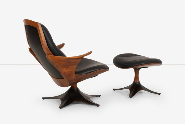 Thomas Moser "Kinesis" Swivel Chair and Swivel Ottoman