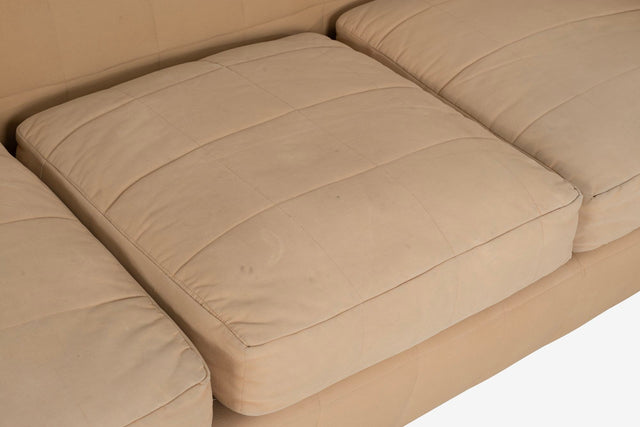 John Mascheroni for Swaim Furniture Quilted Tan Three Seat Sofa 1970's
