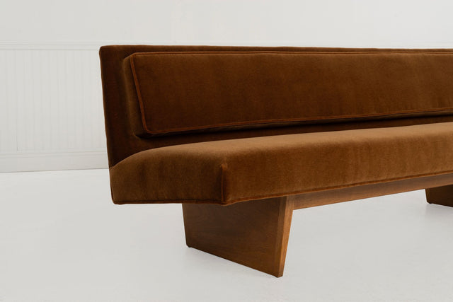 Harvey Probber Rare Slipper Sofa Mahogany Wood and Mohair c. 1955
