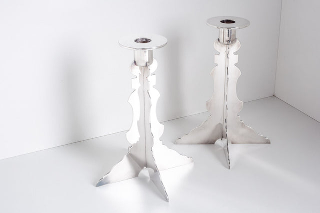 Robert Venturi Post Modern Silver Candleholders for Swid Powell