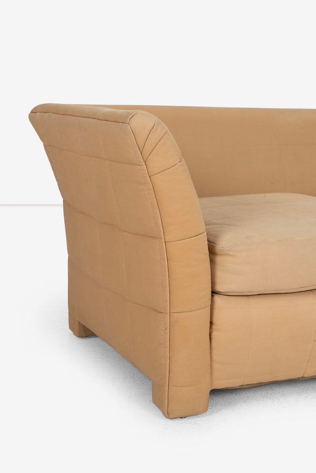 John Mascheroni for Swaim Furniture Quilted Tan Three Seat Sofa 1970's