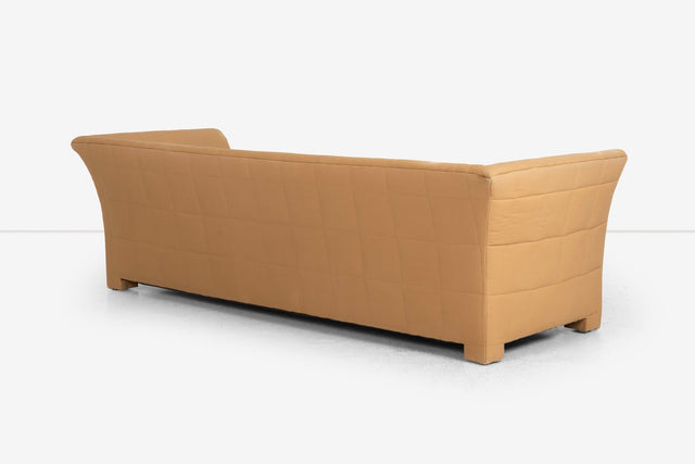 John Mascheroni for Swaim Furniture Quilted Tan Three Seat Sofa 1970's
