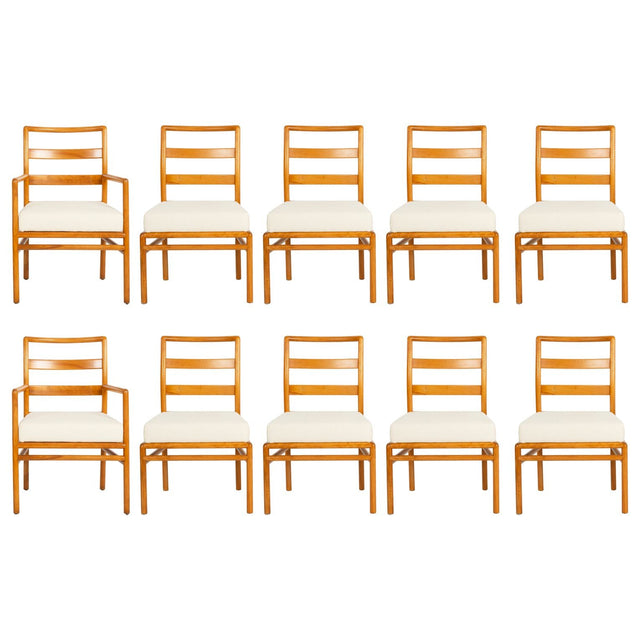 T.H. Robsjohn-Gibbings for Widdicomb, Ladder-Back Dining Chairs, Set of Ten, c. 1955