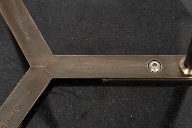 Set of Three Cedric Hartman Bronze & Black Granite Side Tables,1970s