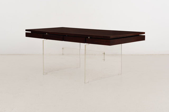 Poul Nørreklit Rosewood and Lucite Executive Desk for Sigurd Hansen, Denmark, 1960s