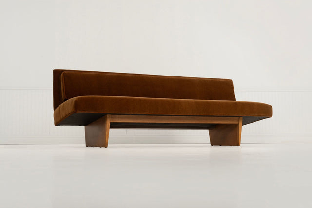 Harvey Probber Rare Slipper Sofa Mahogany Wood and Mohair c. 1955