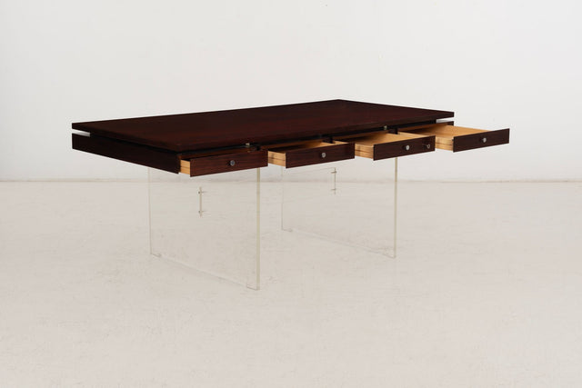 Poul Nørreklit Rosewood and Lucite Executive Desk for Sigurd Hansen, Denmark, 1960s