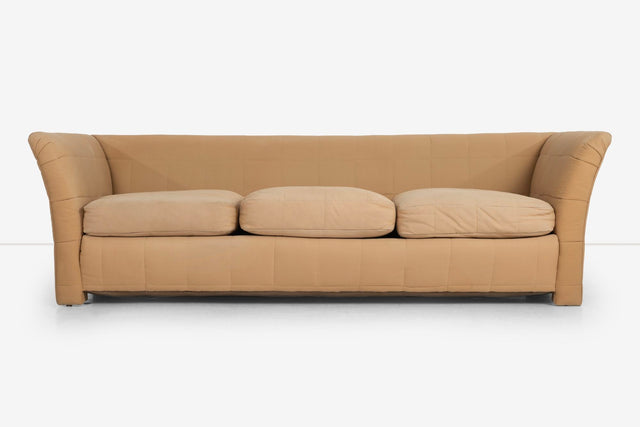 John Mascheroni for Swaim Furniture Quilted Tan Three Seat Sofa 1970's