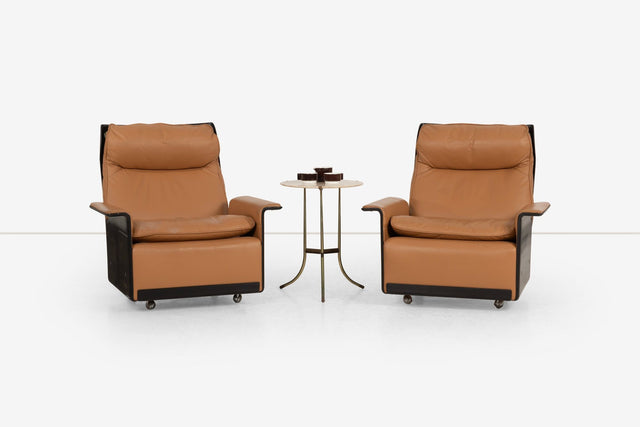Pair of Dieter Rams for Vitsoe 620 High Back Lounge Chairs in Cognac Leather, 1962