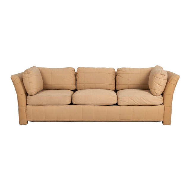 John Mascheroni for Swaim Furniture Quilted Tan Three Seat Sofa 1970's