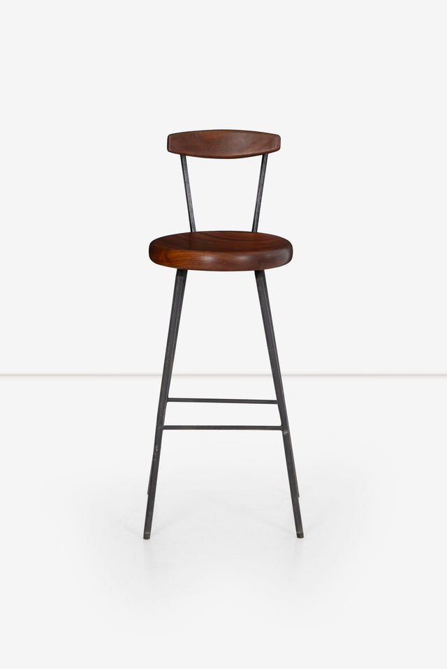 Arthur Espenet Carpenter Unique Stool in Walnut and Steel, c. 1965