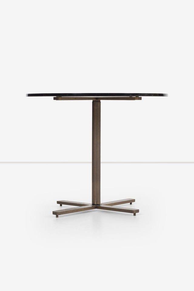 Nicos Zographos Bronze Base End Table with Glass Top, 1970s