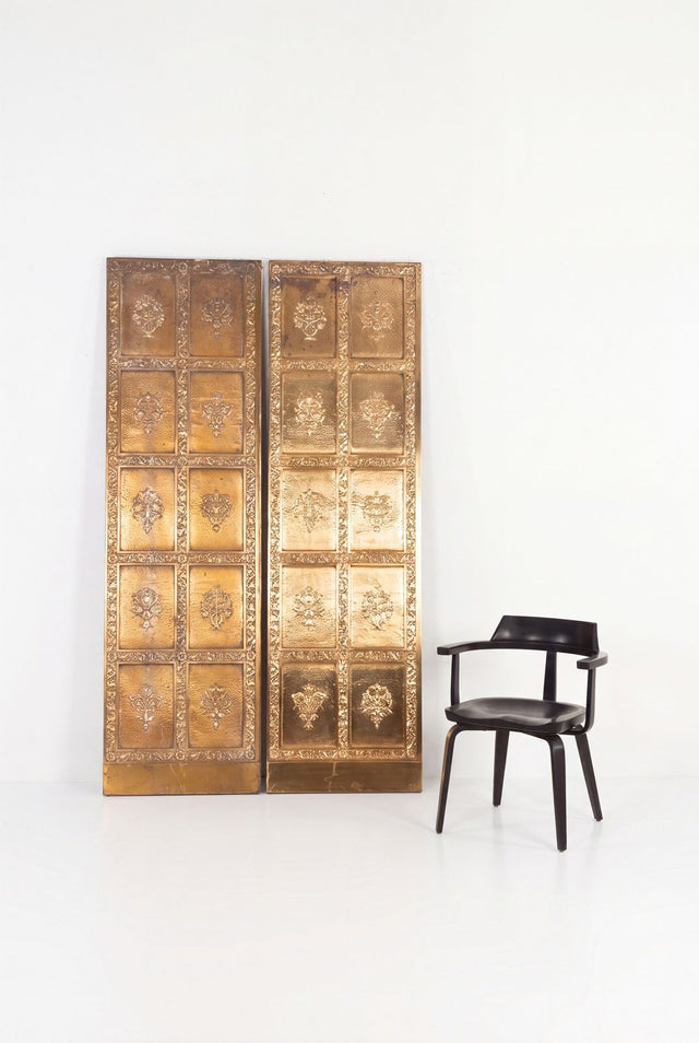 Pair of Brass Architectural Elevator Doors in the style of Louis Sullivan from a Chicago Building 1930c.