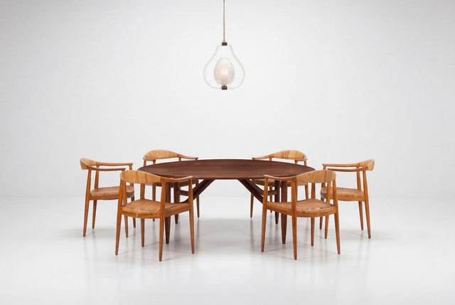 Hans Wegner for Johannes Hansen “The Chair” Dining Chairs Set of Six in Oak 1960