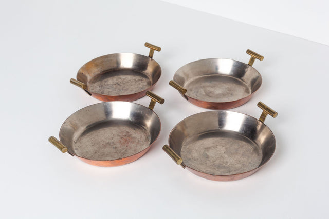 Carl Aubock Steel and Copper Egg Pans, Set of Four