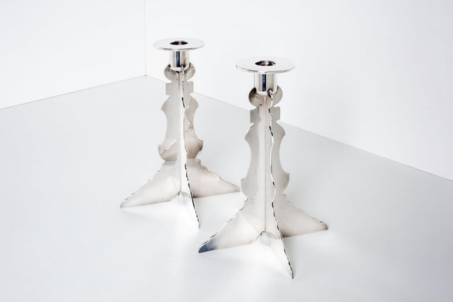 Robert Venturi Post Modern Silver Candleholders for Swid Powell
