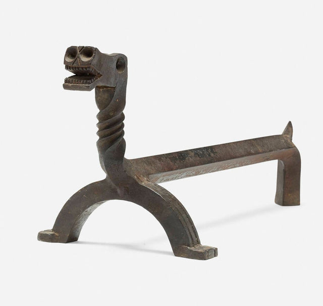Pair of Figural Dragon Andirons In the Manner of Samuel Yellin, c. 1930