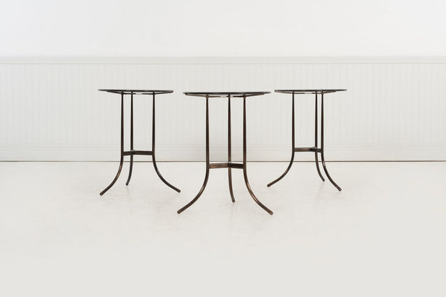 Set of Three Cedric Hartman Bronze & Black Granite Side Tables,1970s