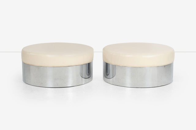 Pair of Pace Style Oversized Architectural Poufs