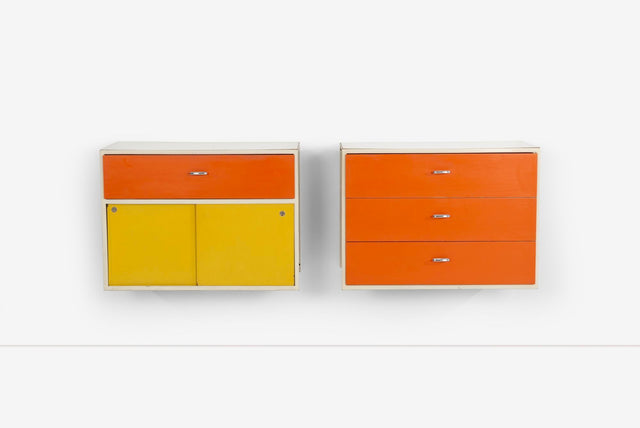 George Nelson for Herman Miller Custom for Hugh DuPree Steel Frame Cabinets Orange and Yellow 1960