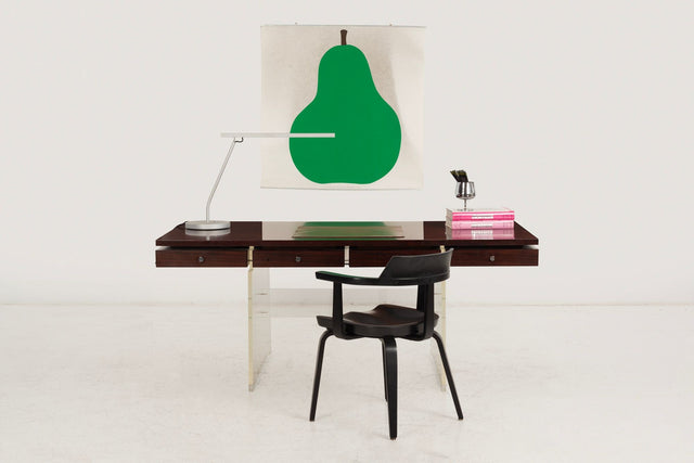 Poul Nørreklit Rosewood and Lucite Executive Desk for Sigurd Hansen, Denmark, 1960s