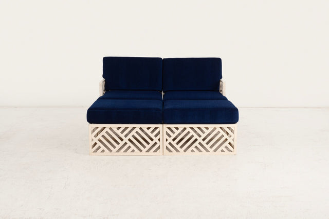 Richard L. Sandfort, Aluminum Outdoor Lounge & Ottomans Set, 1950
