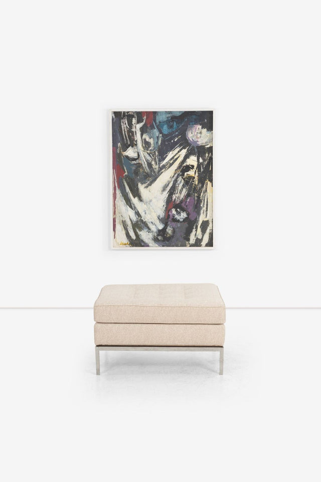 Pair of Florence Knoll Fabric and Steel Ottomans 1965