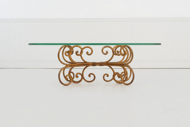 Gilt Wrought Iron Coffee Table in the Style of Maison Jansen