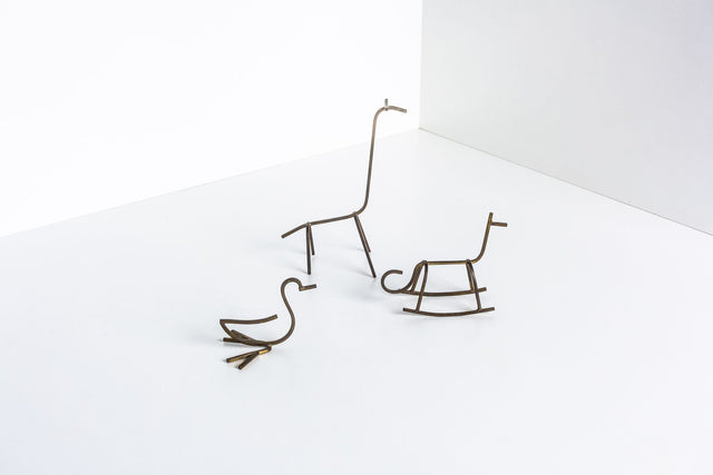 Simon Kops set of Brass Minimalist Animal Sculptures