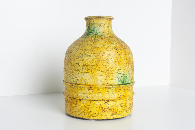 Canary Yellow Fantoni with Green Highlights Vase for Raymor