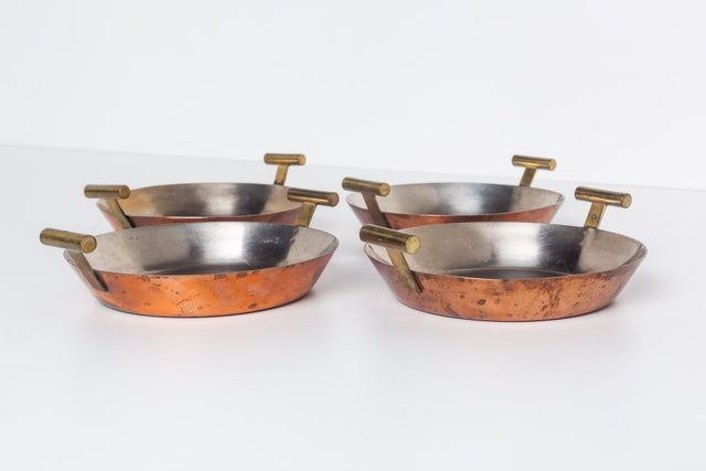 Carl Aubock Steel and Copper Egg Pans, Set of Four