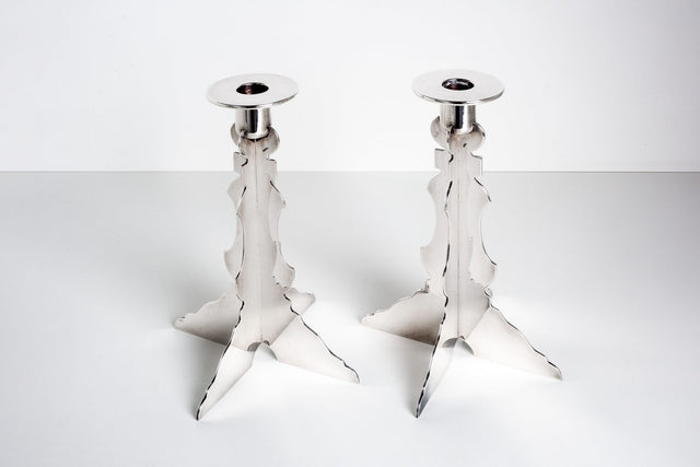 Robert Venturi Post Modern Silver Candleholders for Swid Powell