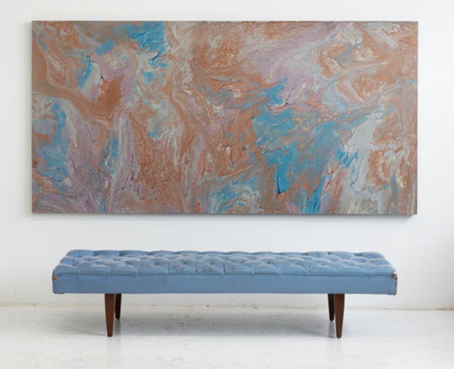 Kipp Stewart for Calvin Furniture Blue Leather Diamond Tufted Daybed c. 1960