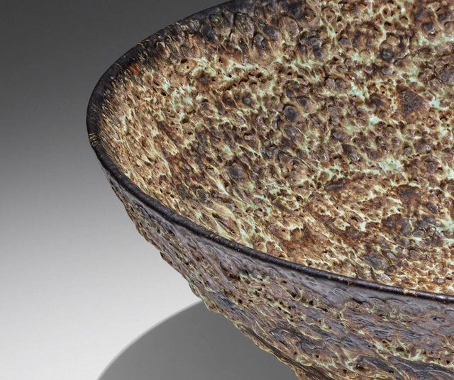 Gertrud and Otto Natzler Pale Green & Black Crater Bowl, 1956 (LACMA Exhibited)