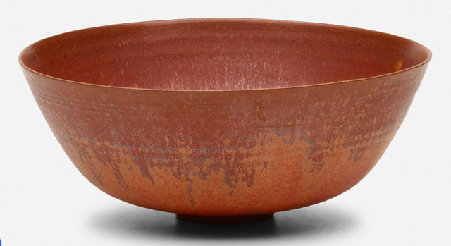 Gertrud and Otto Natzler Bowl Earthenware with Flame Red Mat Glaze 1945