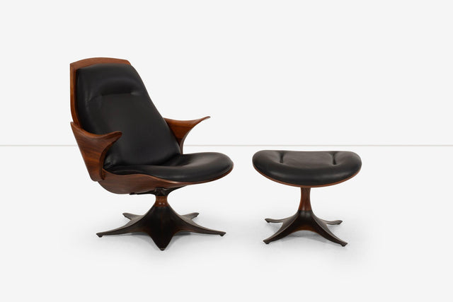 Thomas Moser "Kinesis" Swivel Chair and Swivel Ottoman