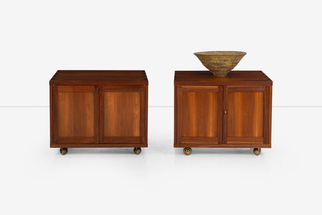 Edward Wormley for Dunbar Janus Group, Pair of End Tables on Casters 1958